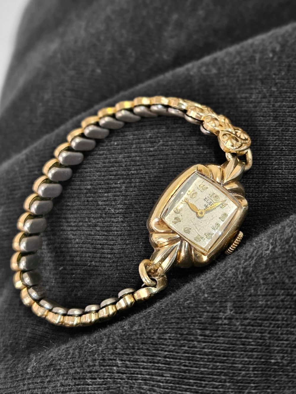 Vtg Elgin Ladies 10K Rgp Art Deco Cocktail Wrist Watch Flawed